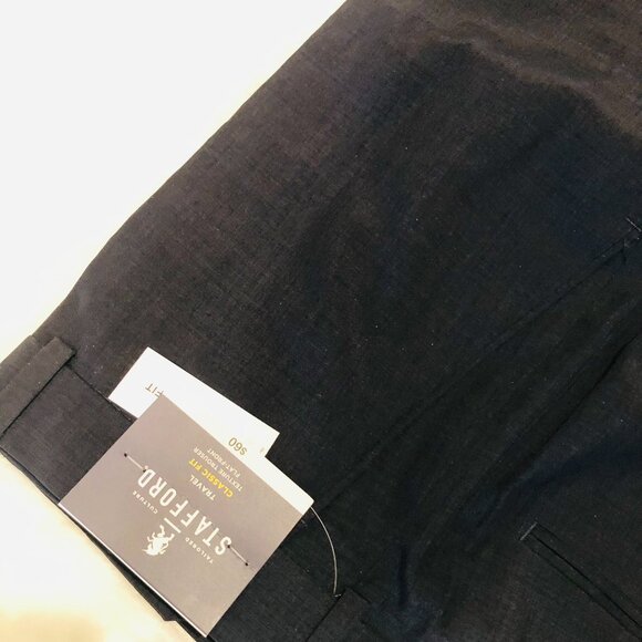 Stafford Travel Classic Fit Texture Trouser Flat Front Slacks - Picture 4 of 8